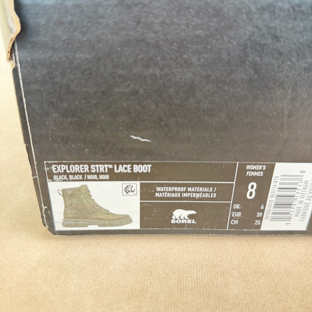 Sorel Explorer Black Leather Lace-Up Combat Boots Side Zip Women size 8 - Picture 14 of 14